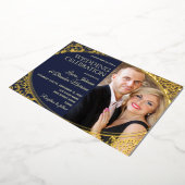 Invitation En Aluminium Elegant Marine Mariage photo Gold (Rotation)