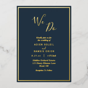 Invitation En Aluminium Elégant Marine moderne Gold Nous faisons Mariage
