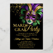 Invitation En Aluminium Elegant Masquerade Mask Mardi Gras Party (Recto)