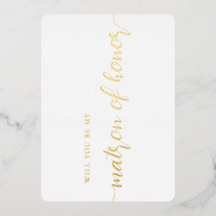 Invitation En Aluminium Elegant Matron d'honneur Proposition Gold Foil Car