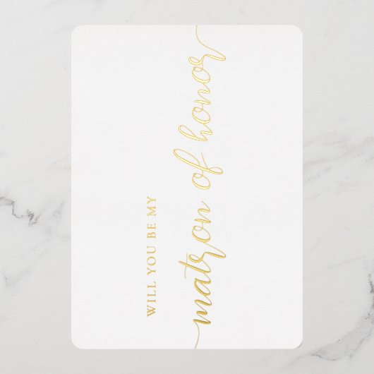 Invitation En Aluminium Elegant Matron d'honneur Proposition Gold Foil Car (Recto)