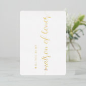 Invitation En Aluminium Elegant Matron d'honneur Proposition Gold Foil Car (Debout devant)
