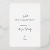 Invitation En Aluminium Elegant Matron d'honneur Proposition Gold Foil Car (Verso)