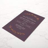 Invitation En Aluminium Elégant Mauve foncé & Rose Gold Mariage (Rotation)