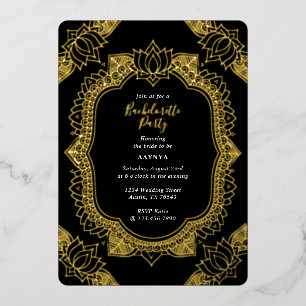 Invitation En Aluminium Élégant Mehndi Bachelorette Party Gold