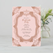 Invitation En Aluminium Élégant Mehndi Bachelorette Rose Gold (Debout devant)