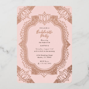 Invitation En Aluminium Élégant Mehndi Fête de Bachelorette Rose Gold