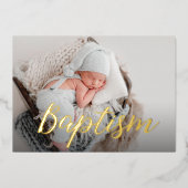 Invitation En Aluminium Élégant Merci bébé photo Baptême Script (Recto)
