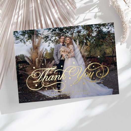 Invitation En Aluminium Élégant Merci de la calligraphie Points Mariage ph