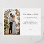 Invitation En Aluminium Élégant Merci photo Mariage noir (Verso)