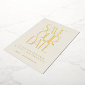 Invitation En Aluminium Elégant Mid Century Or moderne Enregistrer la date (Rotation)