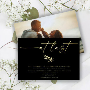 Invitation En Aluminium Élégant Minimal At Last Photo de mariage réel