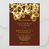 Invitation En Aluminium Élégant minimal Floral Mariage d'été Real Gold (Recto)