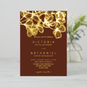 Invitation En Aluminium Élégant minimal Floral Mariage d'été Real Gold (Debout devant)