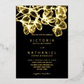 Invitation En Aluminium Élégant minimal Floral Mariage d'été Real Gold (Recto)