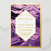 Invitation En Aluminium Elégant minimal géométrique Galaxie Art Mariage Or (Recto)