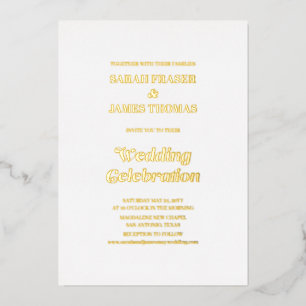 Invitation En Aluminium Élégant Minimaliste Appel Graphique Blanc Mariage