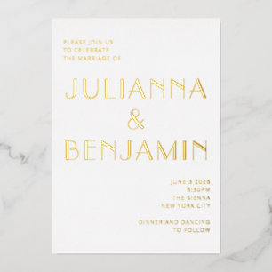 Invitation En Aluminium Élégant Minimaliste Art Déco Chic Mariage Or