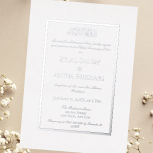 Invitation En Aluminium Élégant minimaliste blanc Mariage islamique Nikkah