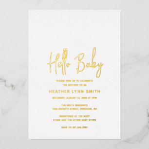 Invitation En Aluminium Élégant Minimaliste Moderne Baby Shower Or