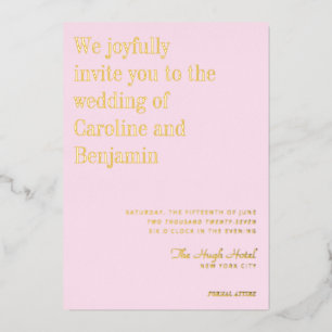 Invitation En Aluminium Élégant Minimaliste Moderne Mariage Rose Feuille D