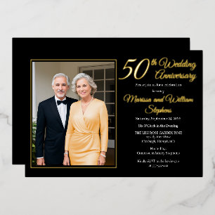 Invitation En Aluminium Élégant minimaliste photo 50e anniversaire de Mari