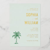 Invitation En Aluminium Elegant Mint Palm Tree (Recto)