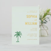 Invitation En Aluminium Elegant Mint Palm Tree (Debout devant)