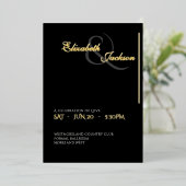 Invitation En Aluminium Elegant Modern Formal Black Wedding Gold (Debout devant)
