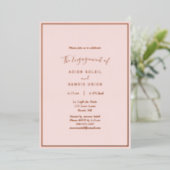 Invitation En Aluminium Elégant moderne Blush Rose Gold Engagement Party (Debout devant)