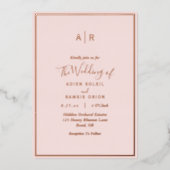 Invitation En Aluminium Élégant moderne Blush Rose or Monogram Mariage (Recto)