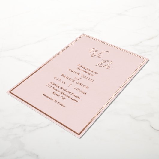 Invitation En Aluminium Elégant moderne Blush Rose or Nous faisons Mariage (Rotation)