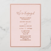 Invitation En Aluminium Elégant moderne Blush Rose or Nous sommes engagés (Recto)
