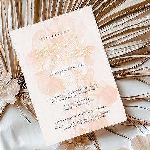 Invitation En Aluminium Elégant Moderne Doré Pastel Mariage Peach