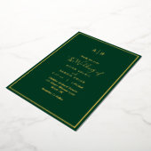 Invitation En Aluminium Élégant moderne Emerald Green Monogram Mariage (Rotation)