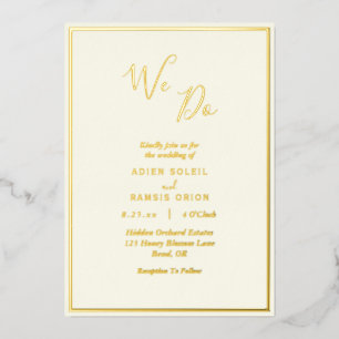 Invitation En Aluminium Élégant Moderne Ivoire Nous Faisons Mariage Or