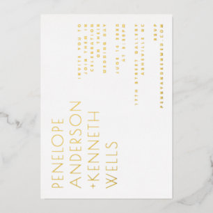 Invitation En Aluminium Élégant Moderne Minimaliste Mariage Horizontal Or