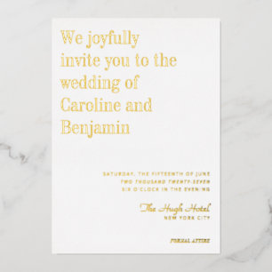 Invitation En Aluminium Élégant Moderne Minimaliste Mariage Or Blanc