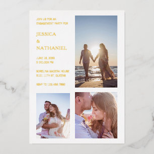 Invitation En Aluminium Elégant moderne photo engagement Party Gold