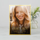 Invitation En Aluminium Elégant Moderne Photo Graduation (Debout devant)