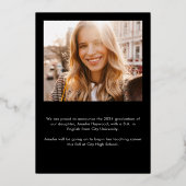 Invitation En Aluminium Elégant Moderne Photo Graduation (Verso)