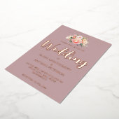 Invitation En Aluminium Elégant moderne rose clair Peony Dusty Mariage Ros (Rotation)