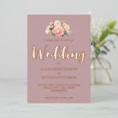 Invitation En Aluminium Elégant moderne rose clair Peony Dusty Mariage Ros (Debout devant)