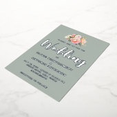 Invitation En Aluminium Elégant moderne Silver Peony Mariage de taille lég (Rotation)