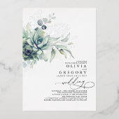 Invitation En Aluminium Elégant Moderne Succulents Mariage verdoyant (Recto)