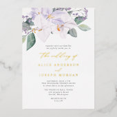 Invitation En Aluminium Elégant moderne violet Mariage d'orchidées (Recto)