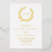 Invitation En Aluminium Elégant Monogram Beach Mariage Real Gold (Recto)