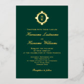 Invitation En Aluminium Élégant Monogram Classic Luxe Emerald Green Gold (Recto)