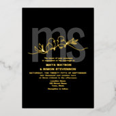 Invitation En Aluminium Élégant Monogram Gold et Mariage noir (Recto)