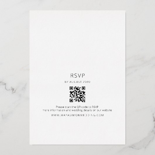 Invitation En Aluminium Élégant Monogram Gold et Mariage noir (Verso)